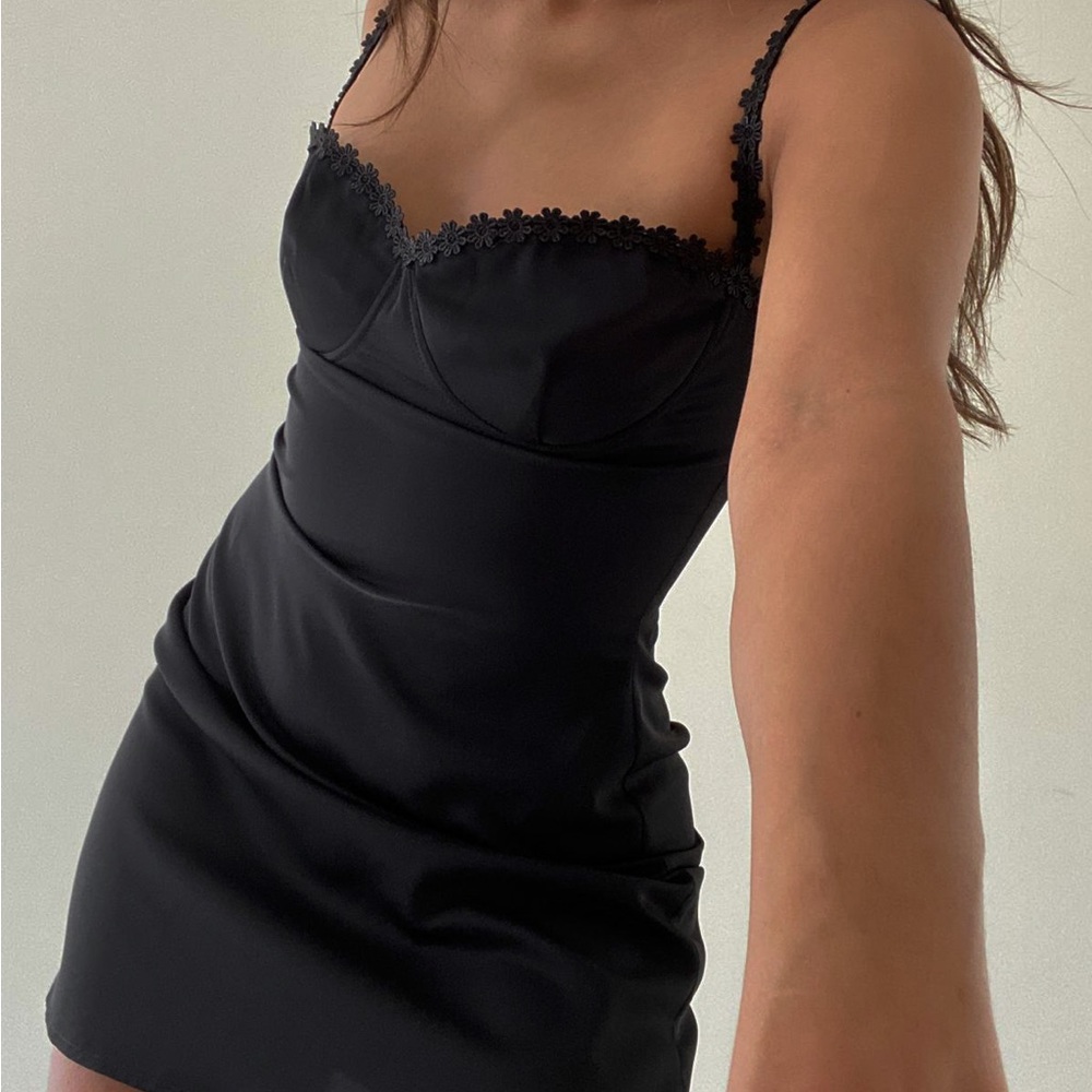 ‼️SOLD ‼️ Black Satin Short Dress